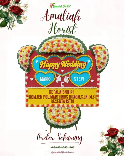 Karangan Papan Bunga Pernikahan di Sukarame Ii